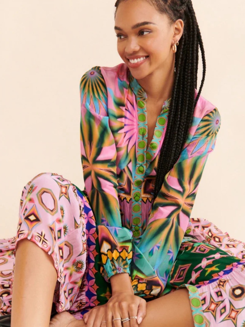 Siddhartha Bansal Geometric Tier Maxi Dress XSP - Picture 3 of 13